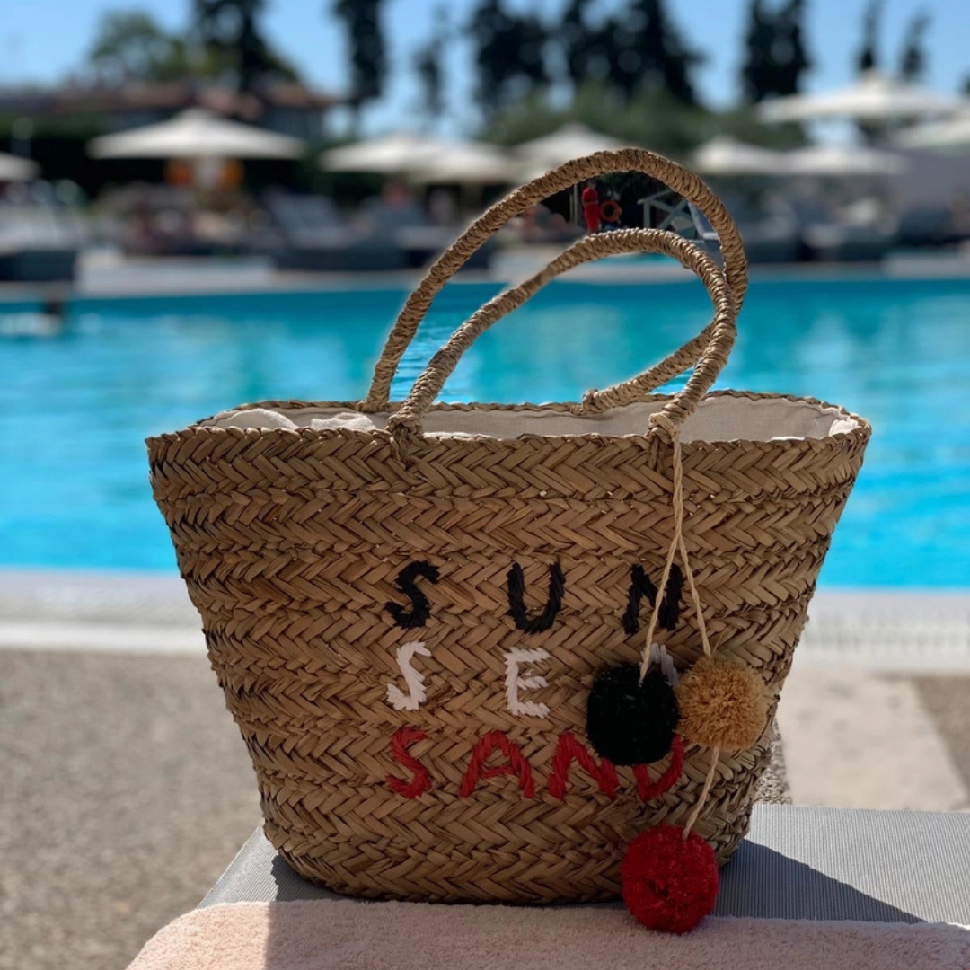Sun Sea Sand Straw Basket Tote