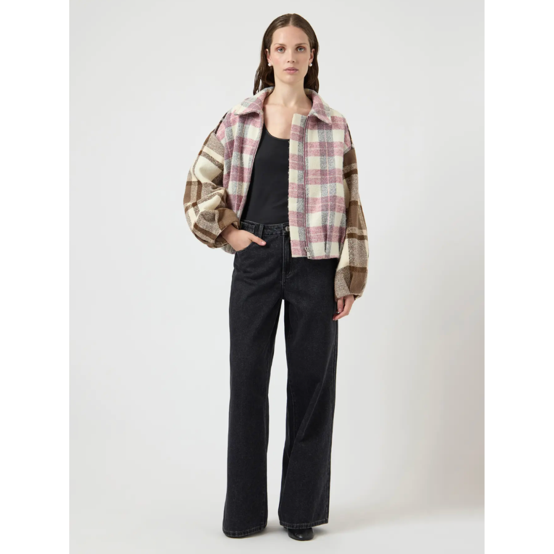 Ruby Checked Bomber Jacket
