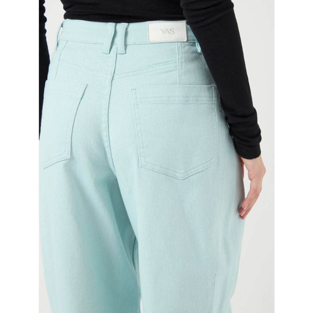 Mint Barrel Leg Denim Jeans