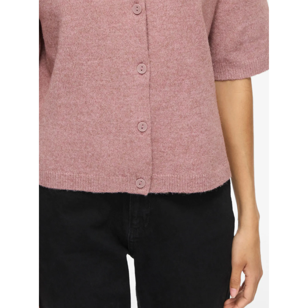 Gia Short Sleeve Cardigan - Dusky Pink