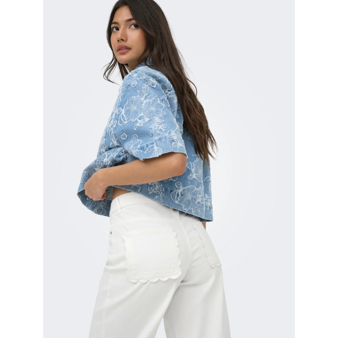 Sassy Scalloped White Jeans