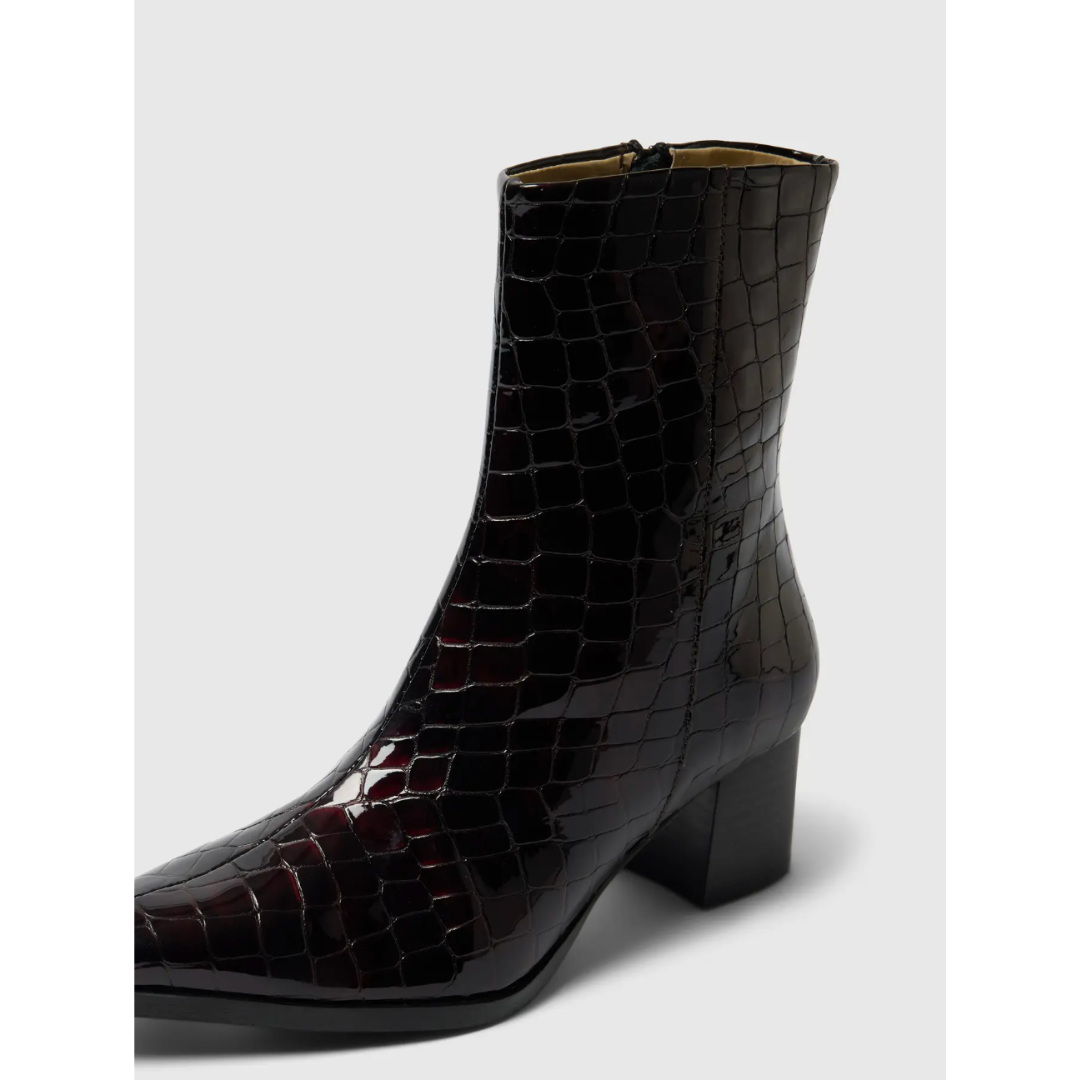Stine Burgundy Leather Ankle Boots