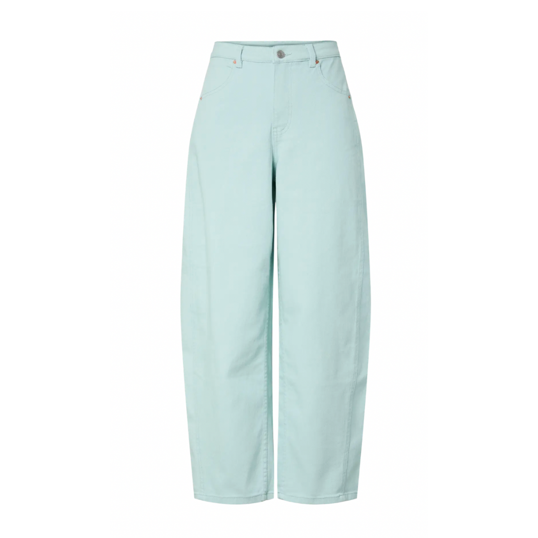 Mint Barrel Leg Denim Jeans