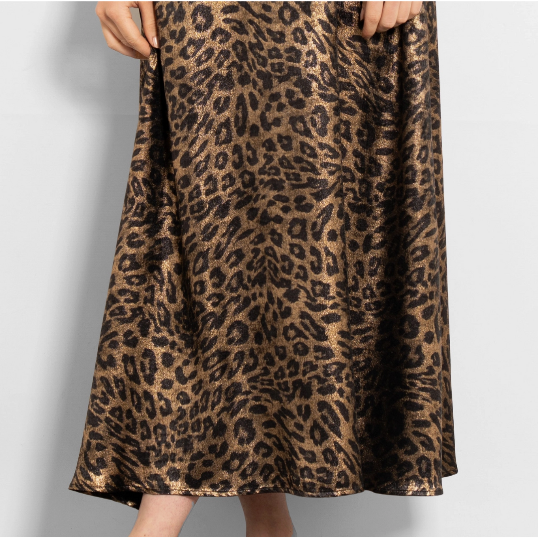Elise Metallic Leopard Midi Dress