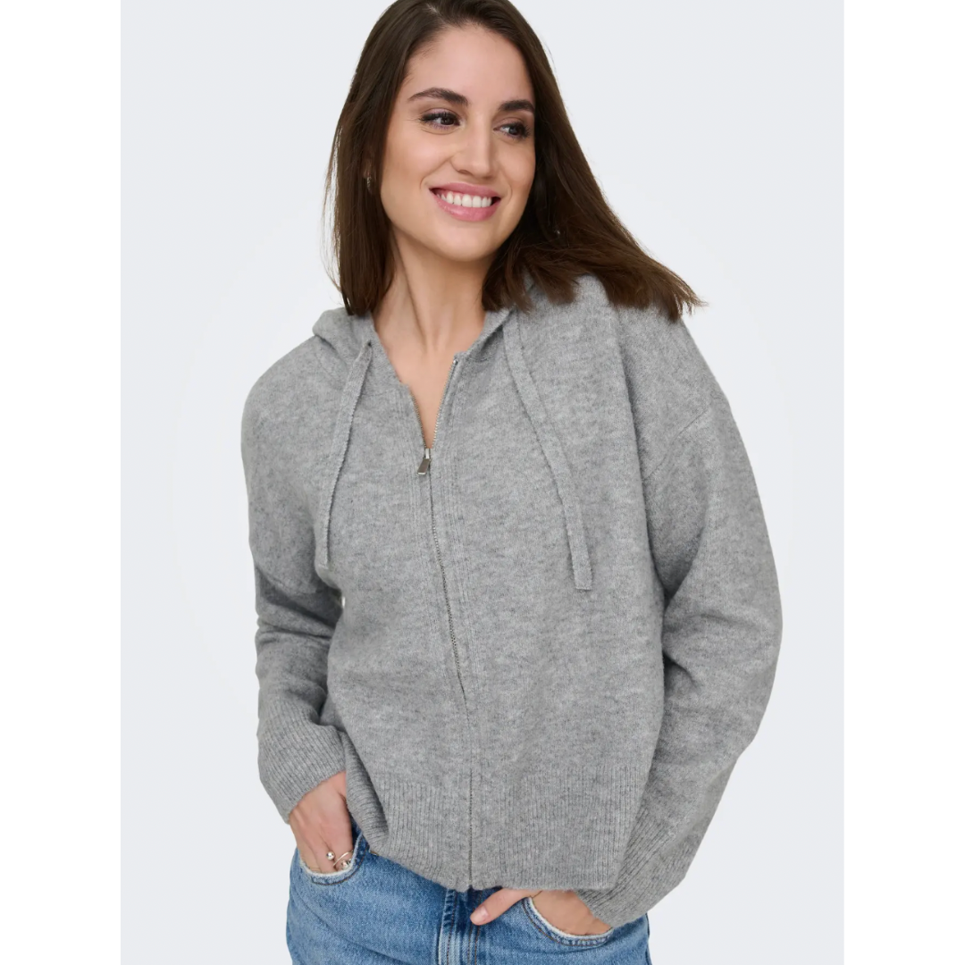 Loro Grey Knit Zip Hoodie