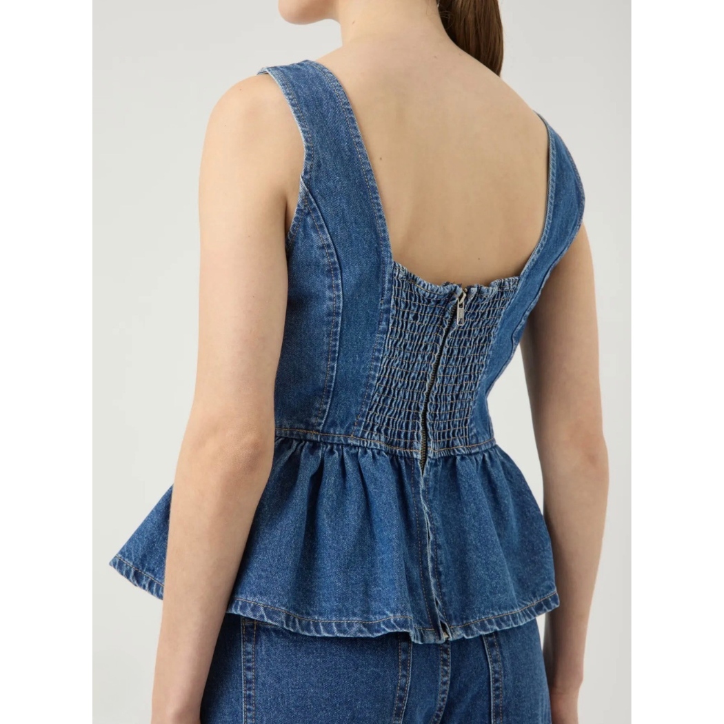 Elsie Denim peplum Top