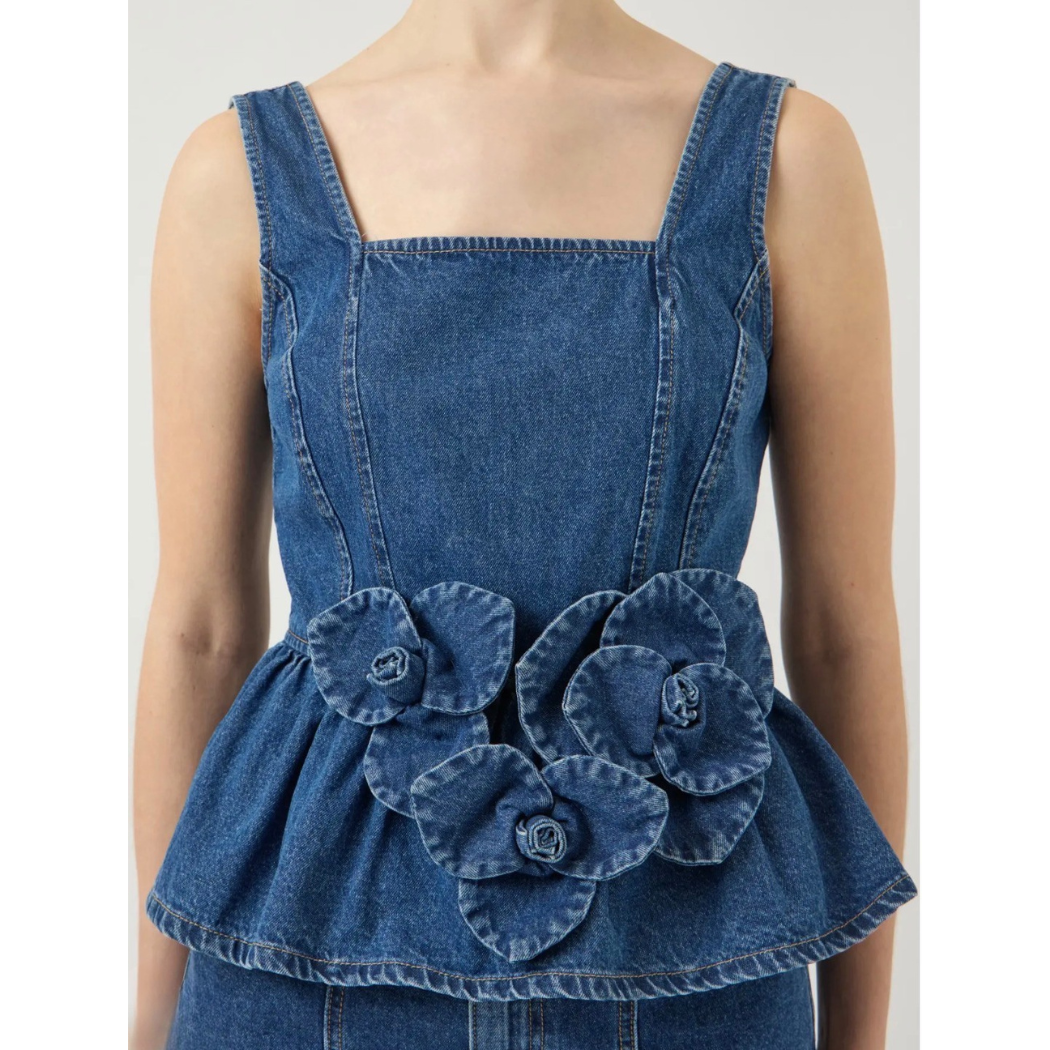Elsie Denim peplum Top