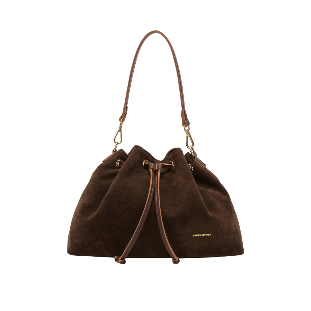 Chocolate Suede Bucket Bag