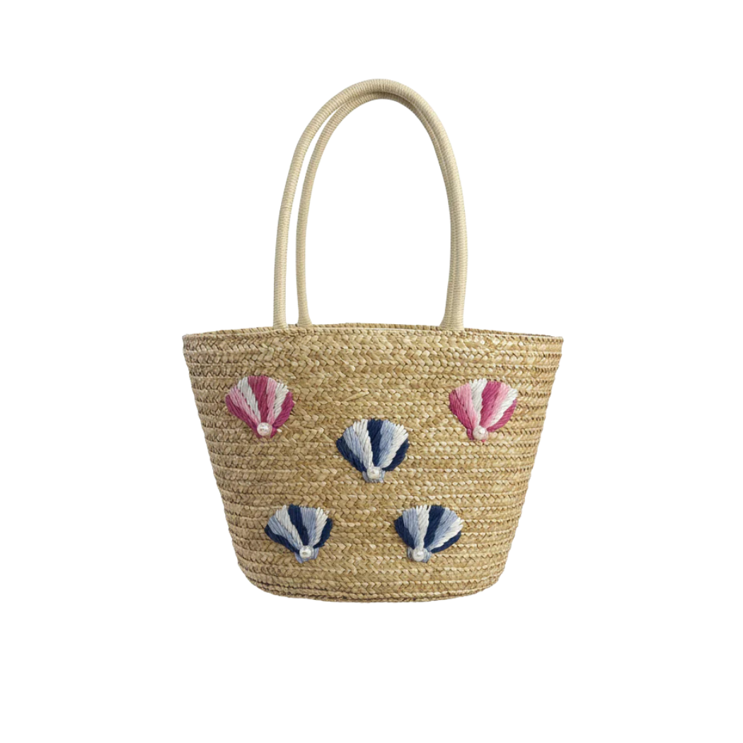 Embellished Straw Tote Bag