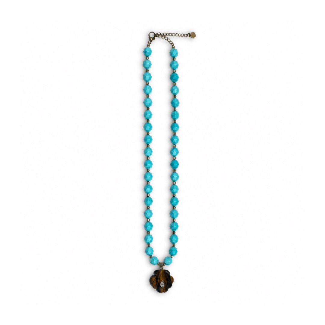 Marci Necklace - turquoise & brown