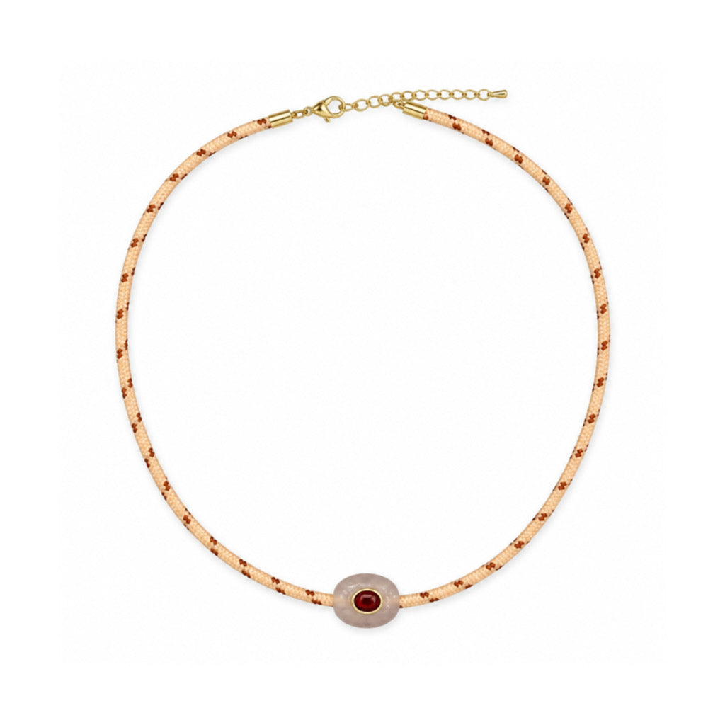 Harlow Paracord Necklace & Bracelet - blush & red
