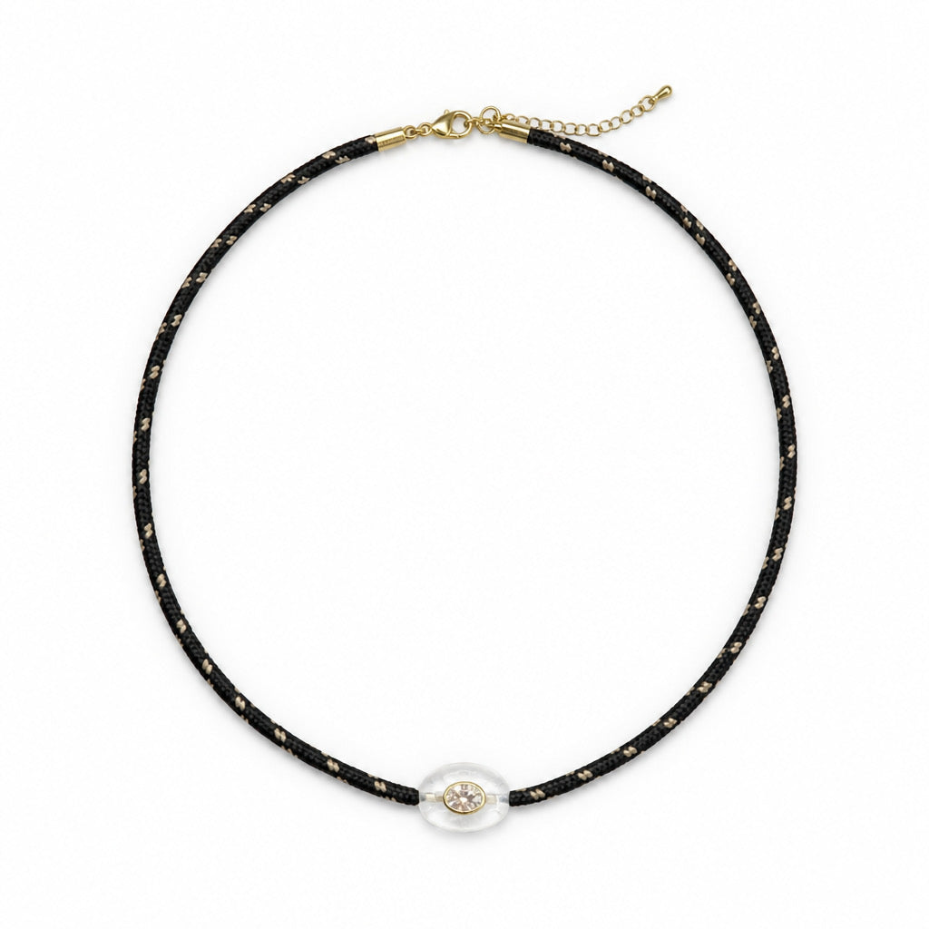 Harlow Paracord Necklace & Bracelet - brown & clear