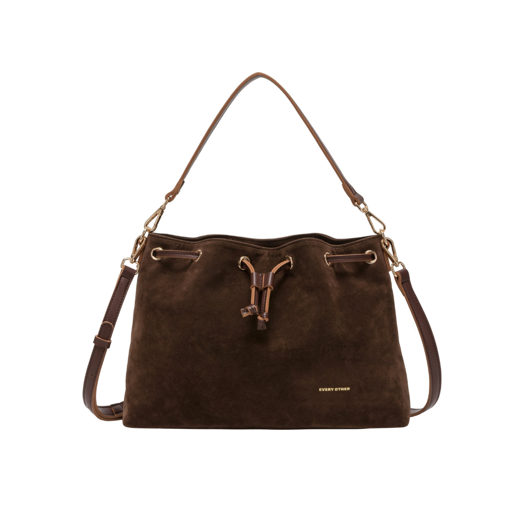 Chocolate Suede Bucket Bag