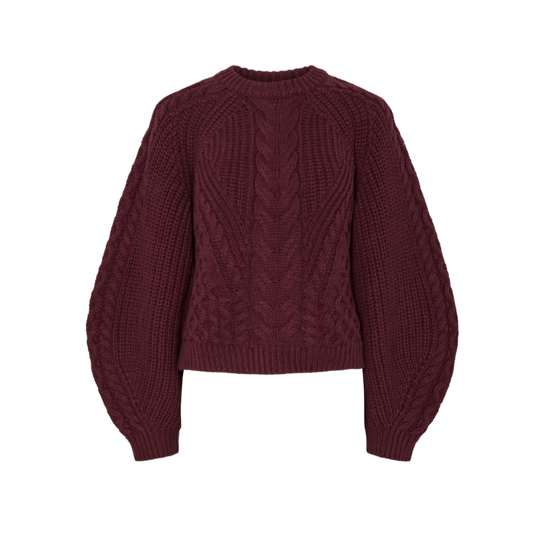 Nansa Burgundy Cable Knit Jumper