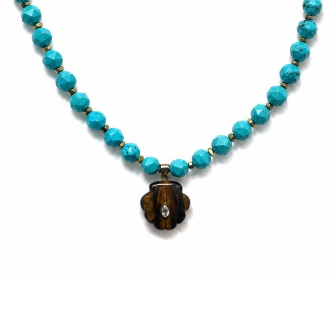 Marci Necklace - turquoise & brown
