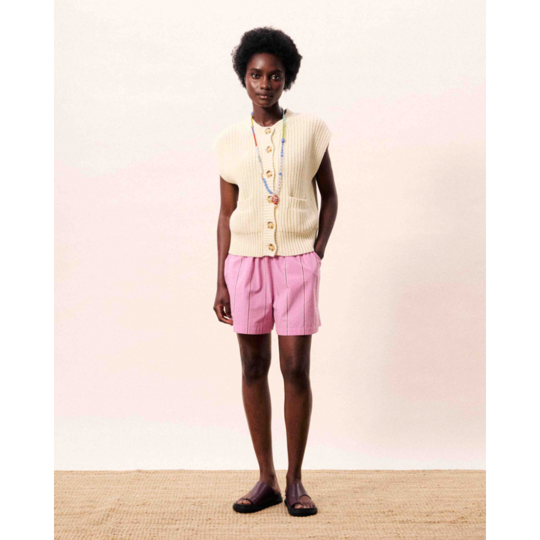 Natalie Cream Sleeveless Cardigan