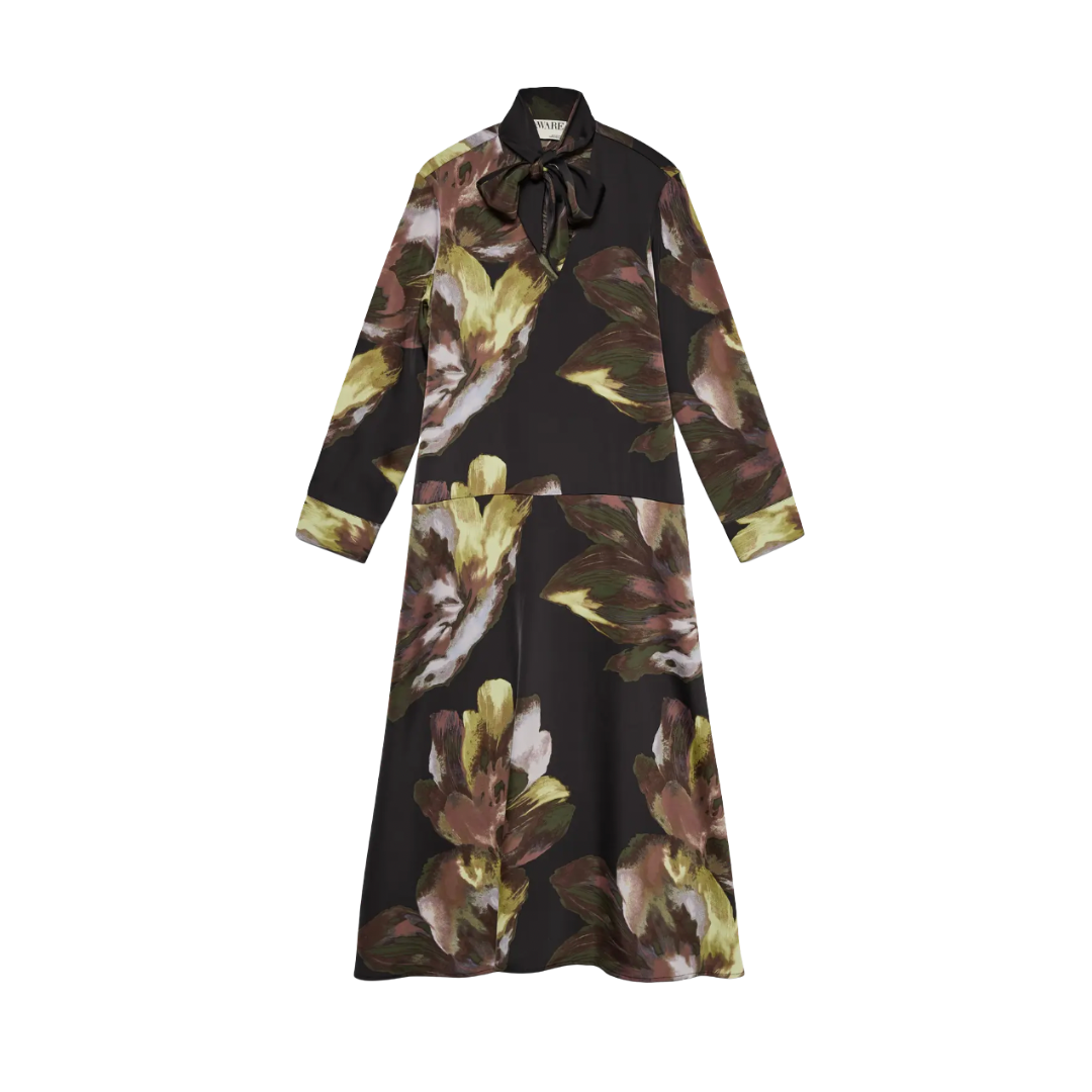 Fleur Floral Tie Neck Dress