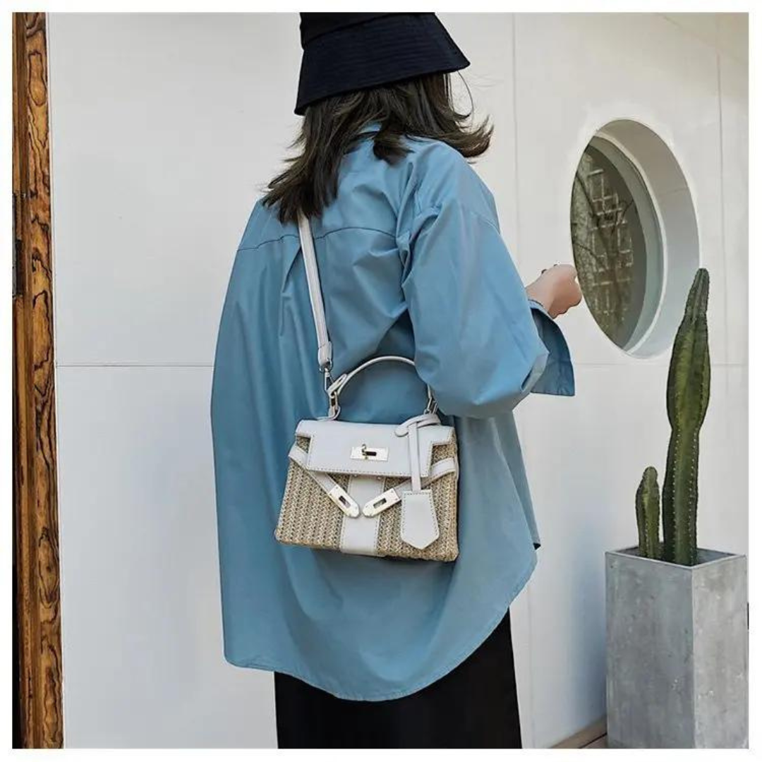 Sandy Straw cross body Box Bag