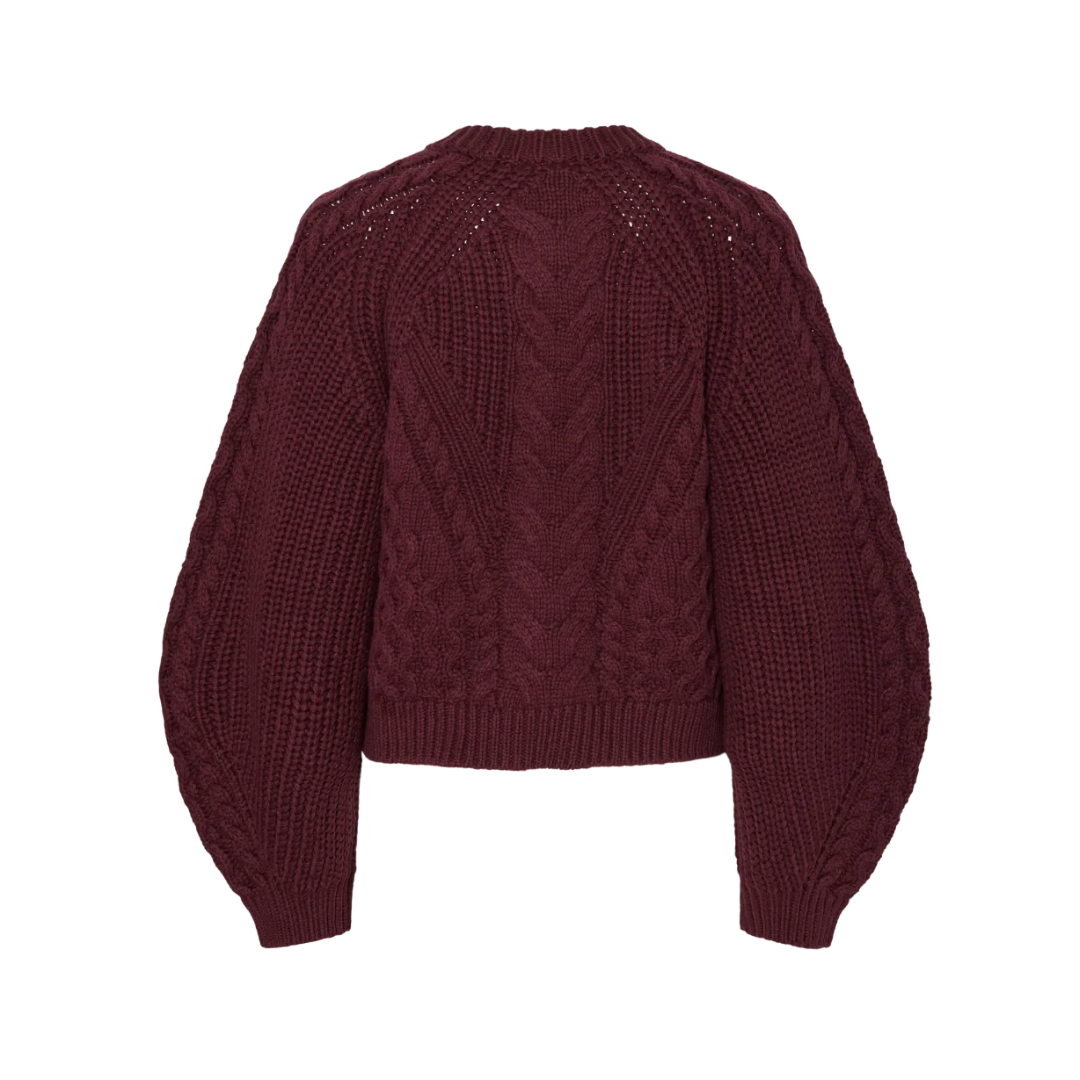 Nansa Burgundy Cable Knit Jumper