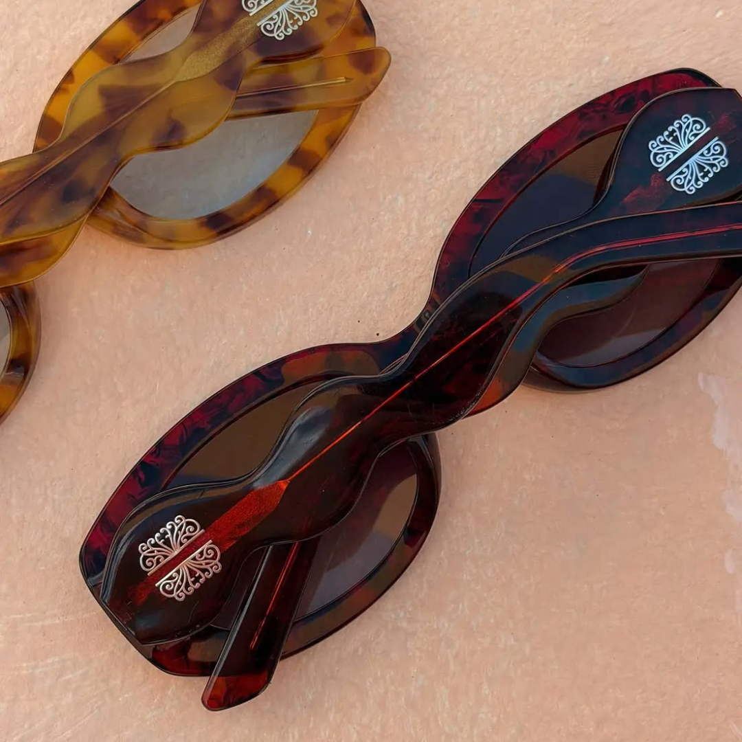Red Wiggle Arm Acetate Sunglasses