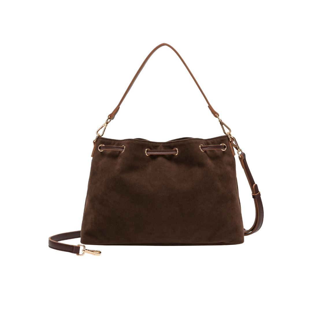 Chocolate Suede Bucket Bag