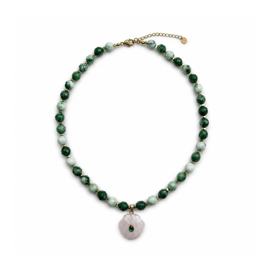 Marci Necklace - green & blush