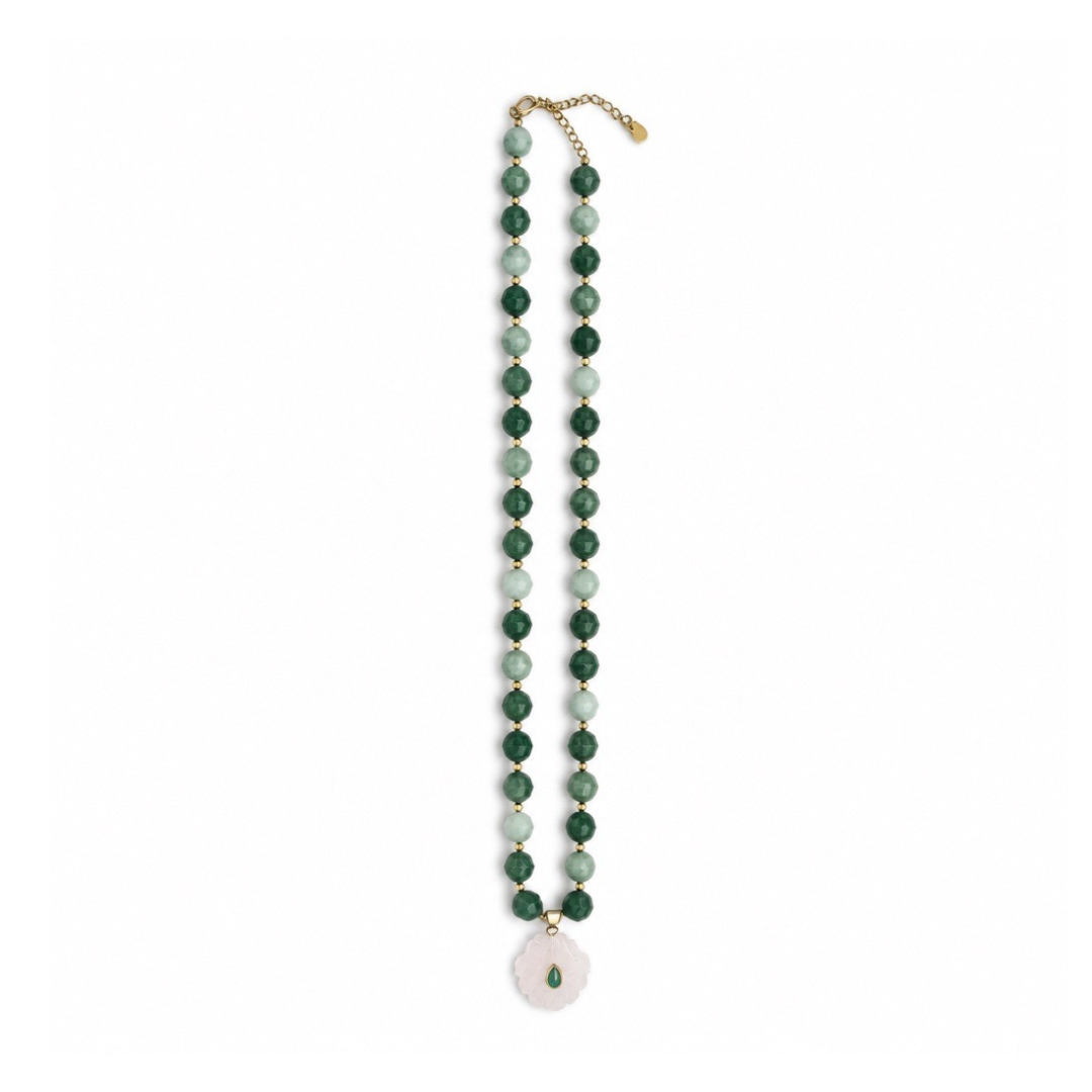 Marci Necklace - green & blush