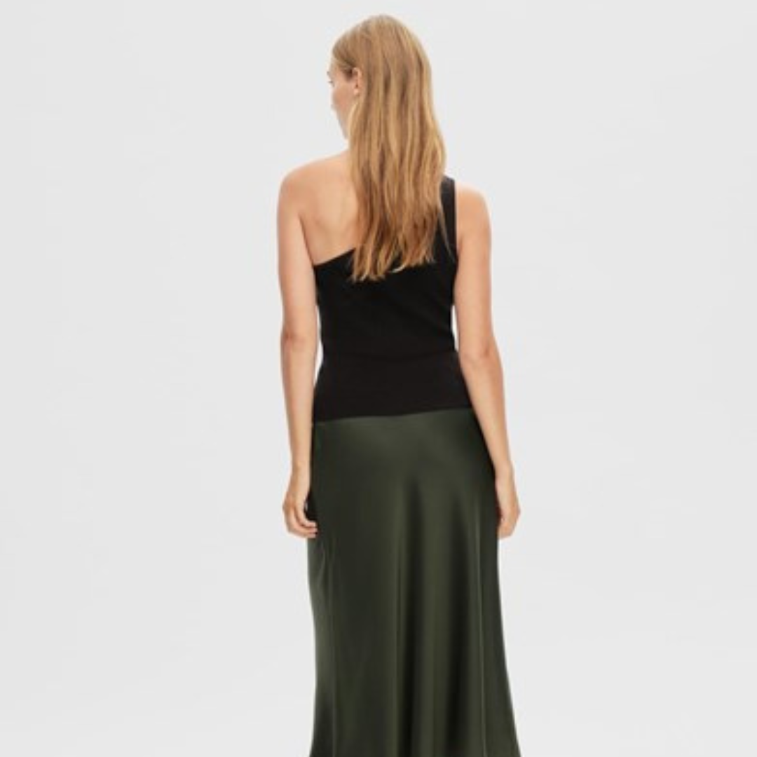 Lura lurex one shoulder knit top