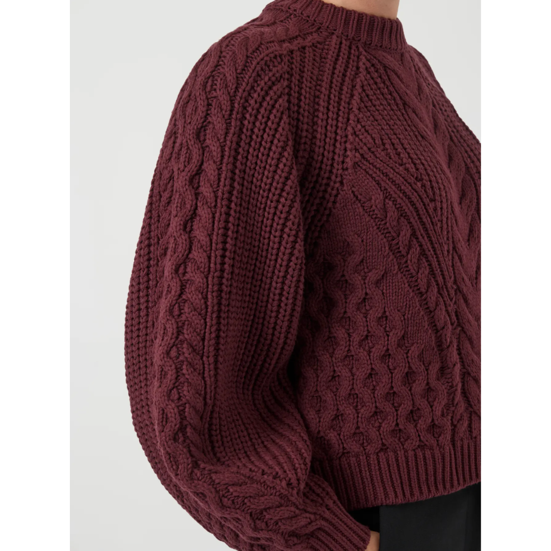 Nansa Burgundy Cable Knit Jumper