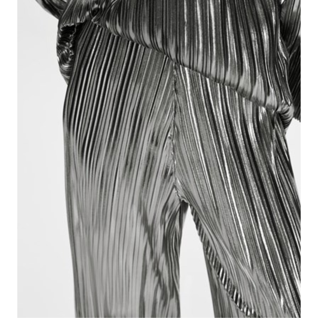 Naline silver pleated trousers