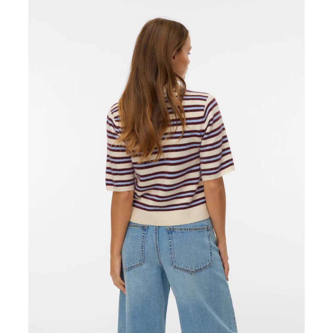 Amara Striped Knit Polo Top