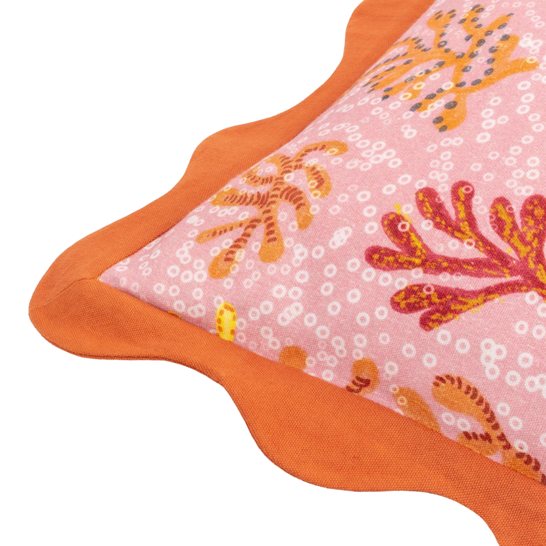Coral Scalloped Cushion