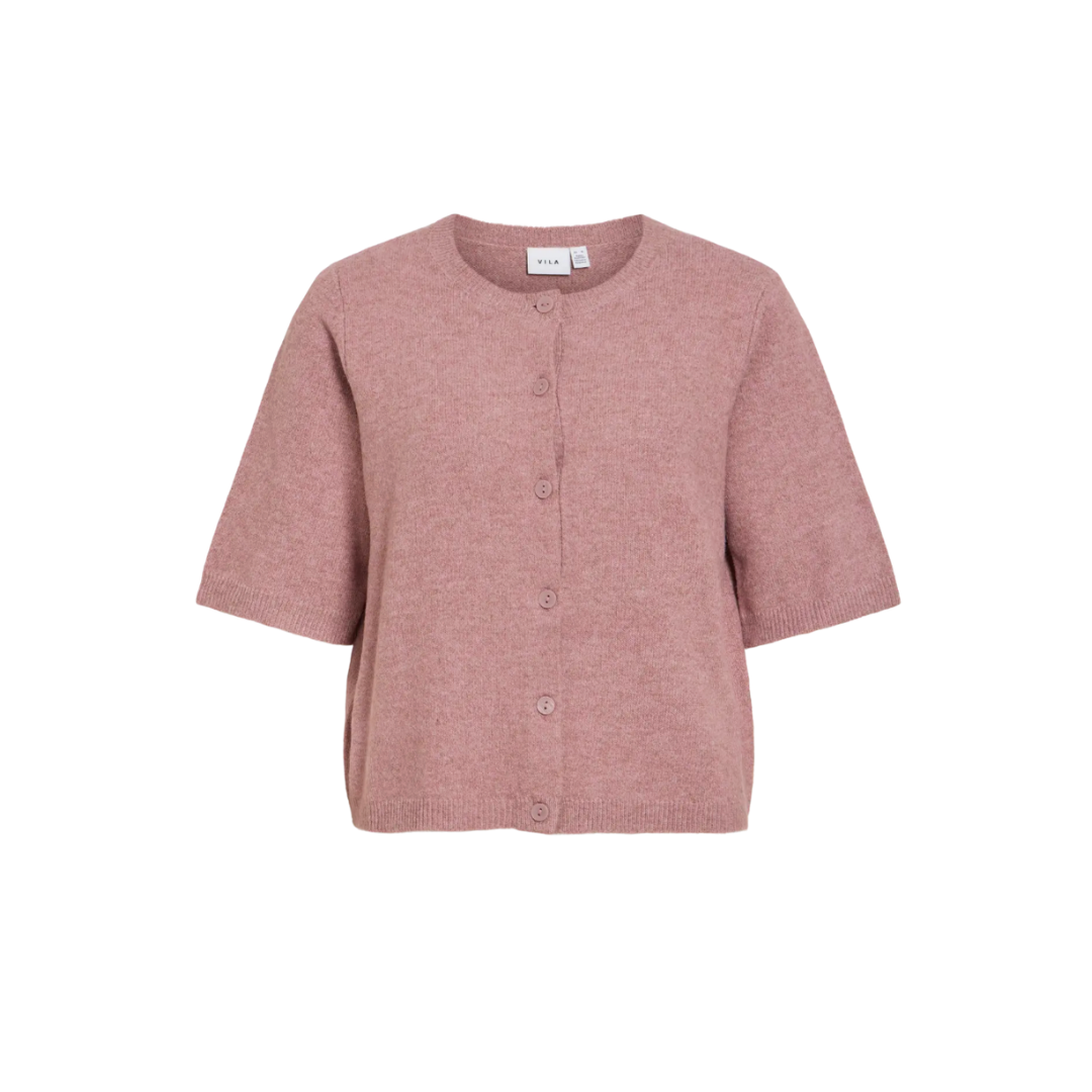 Gia Short Sleeve Cardigan - Dusky Pink