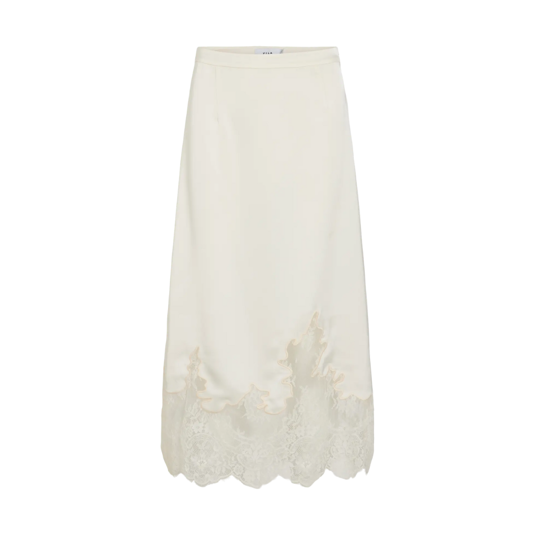 Sable White Lace Midi Skirt