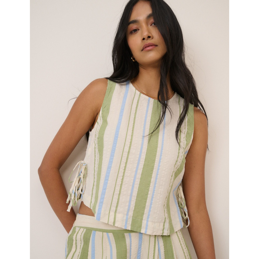 Green And Blue Striped Swing Top