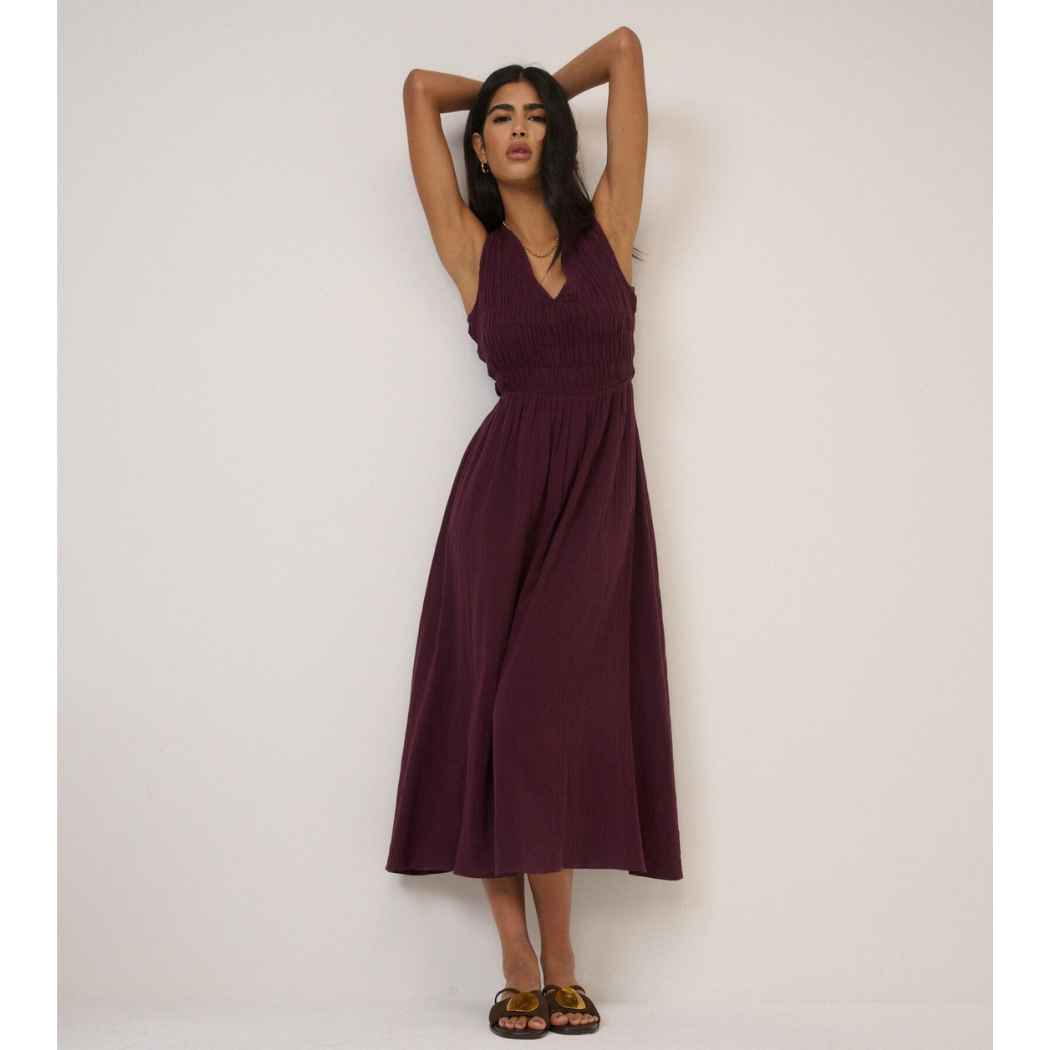 Dark Purple Sleeveless Audrey Midi Dress