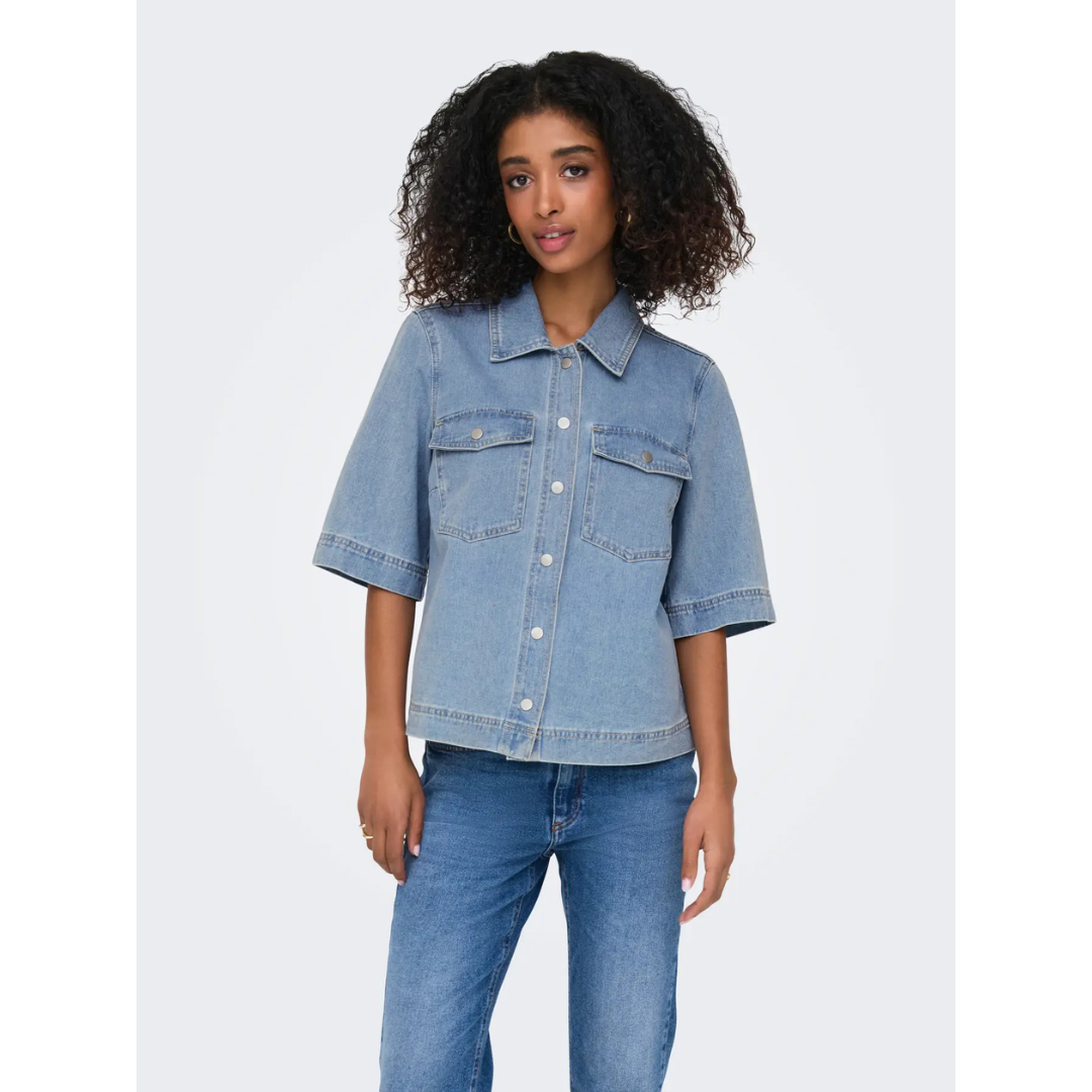Belle Light Denim Short Sleeve Shirt