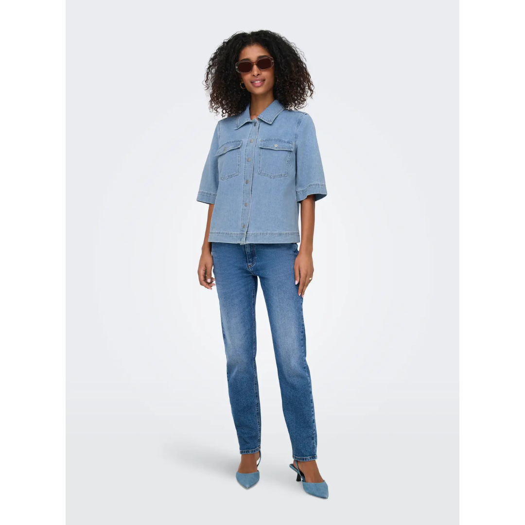 Belle Light Denim Short Sleeve Shirt