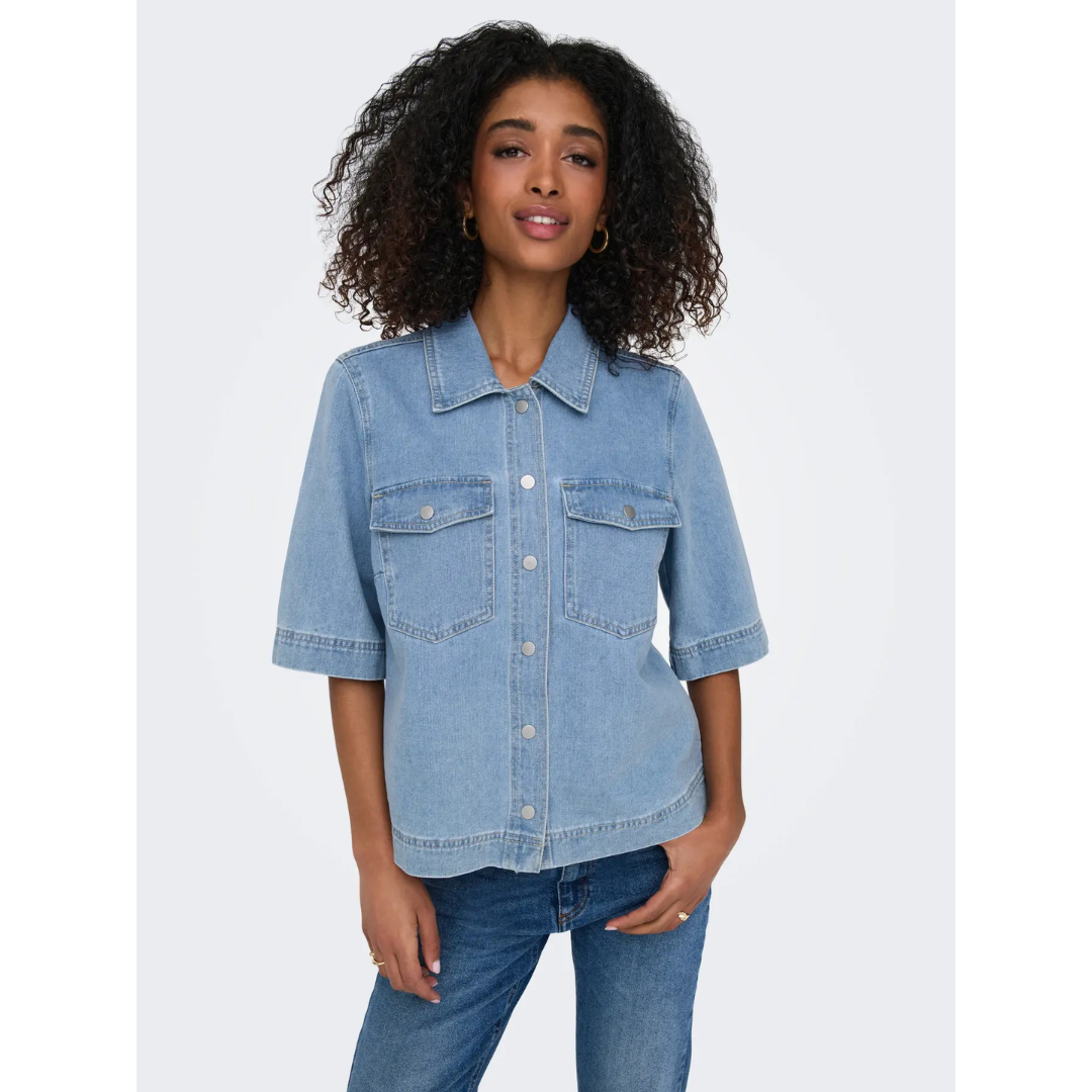 Belle Light Denim Short Sleeve Shirt