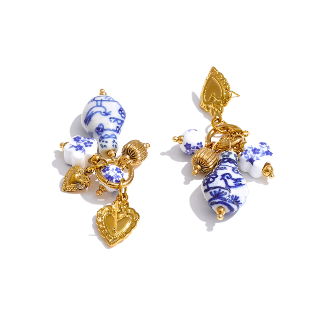 Porcelain Charm Drop Earrings
