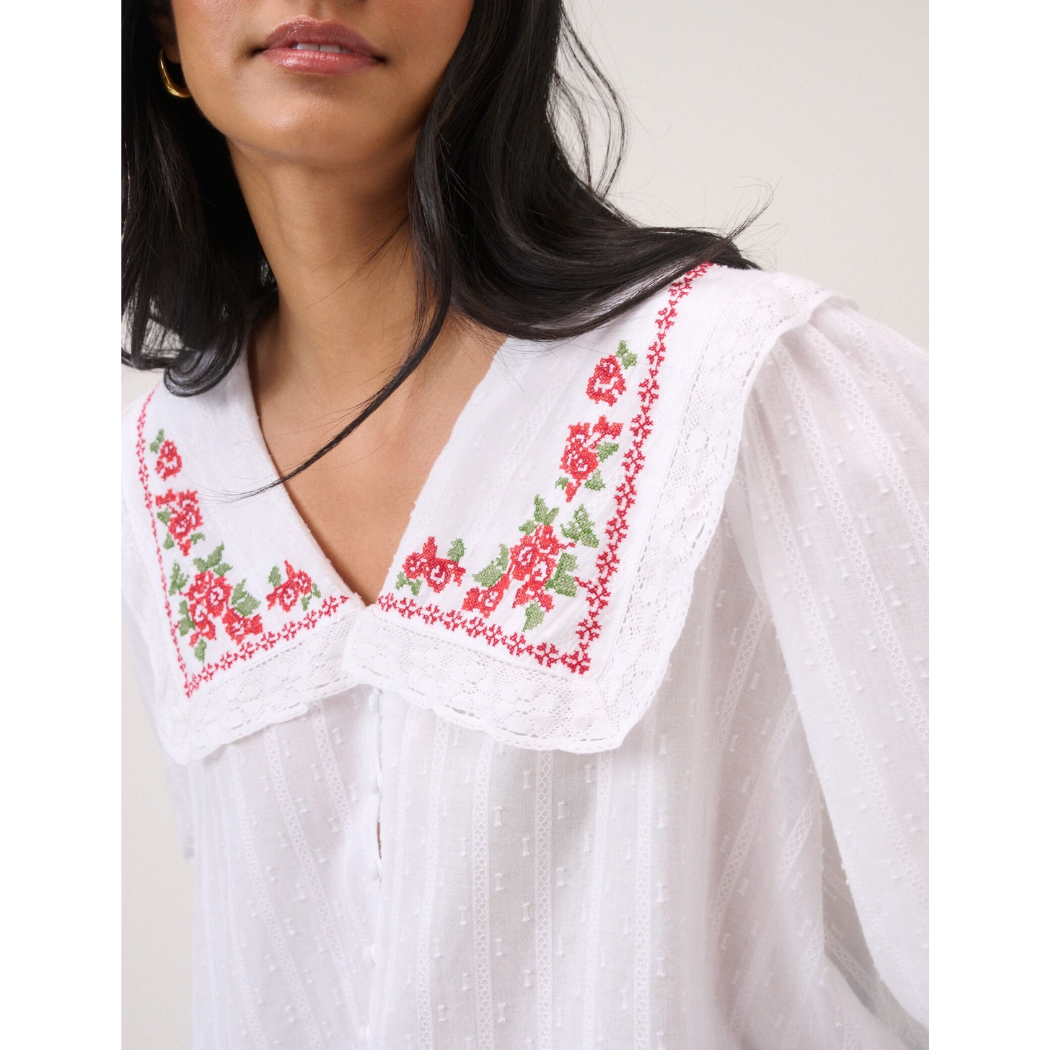 Eloise Embroidered Collar Blouse