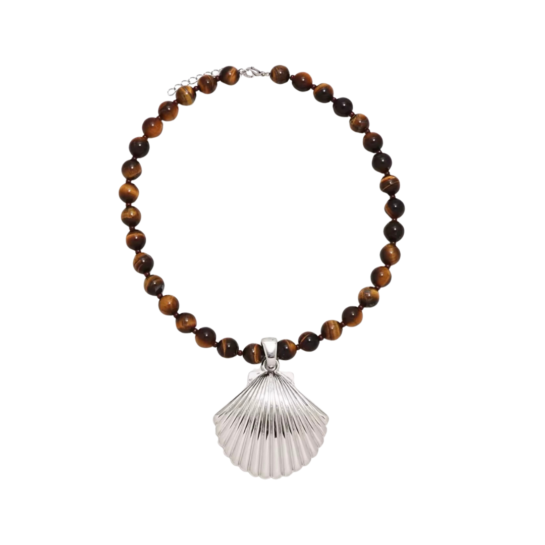Luca Necklace - brown & silver
