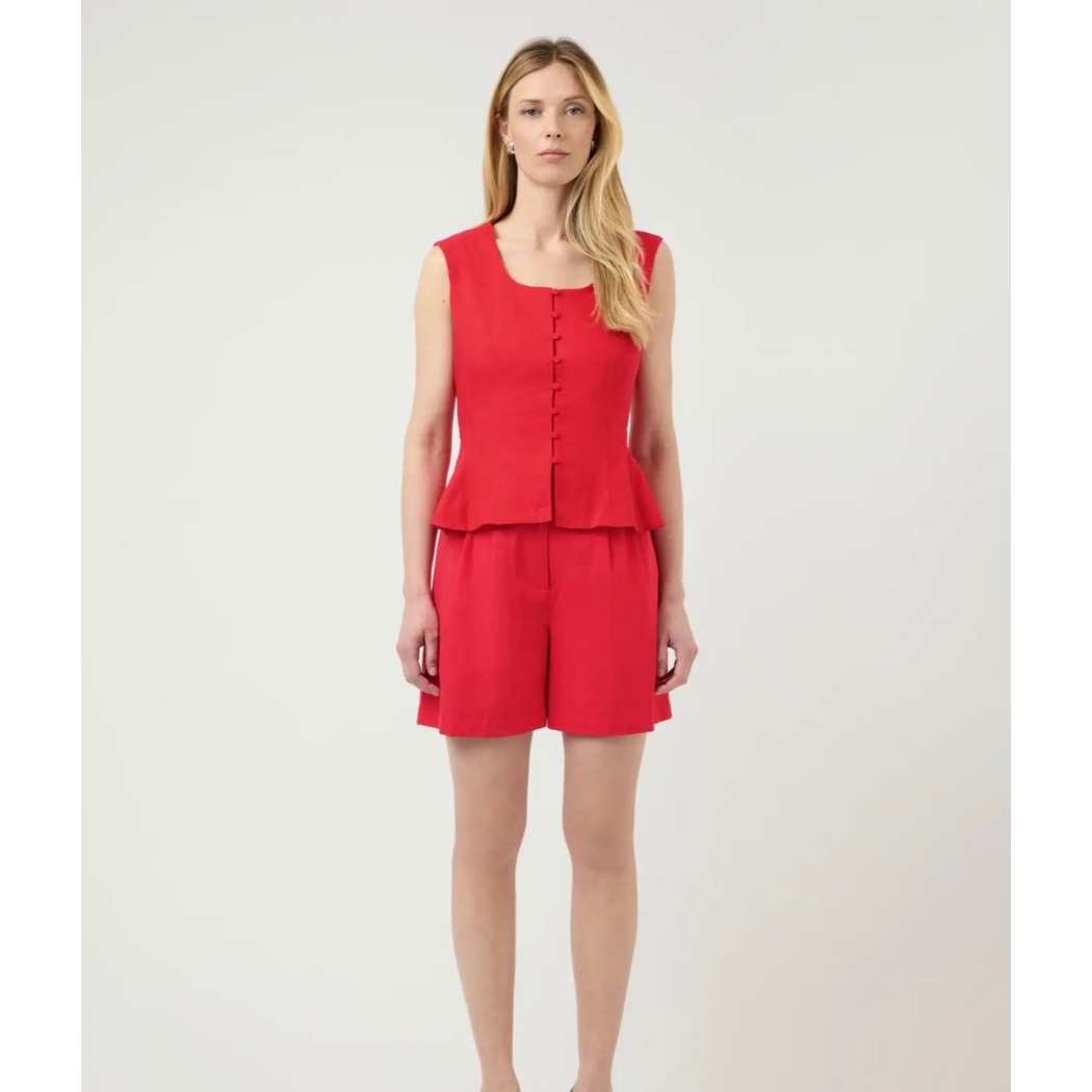 Lirma Red Peplum Top