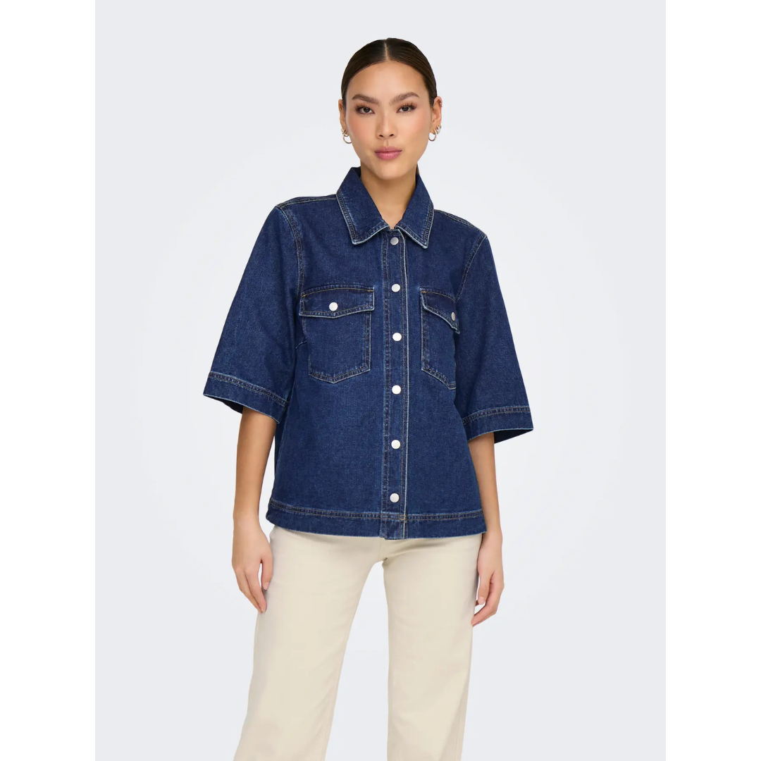 Belle Dark Denim Short Sleeve Shirt