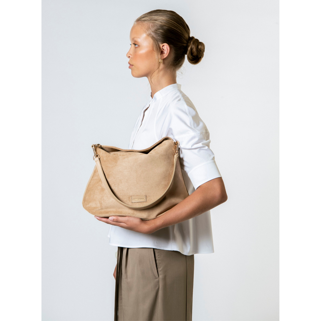Taupe Suede Shoulder Bag