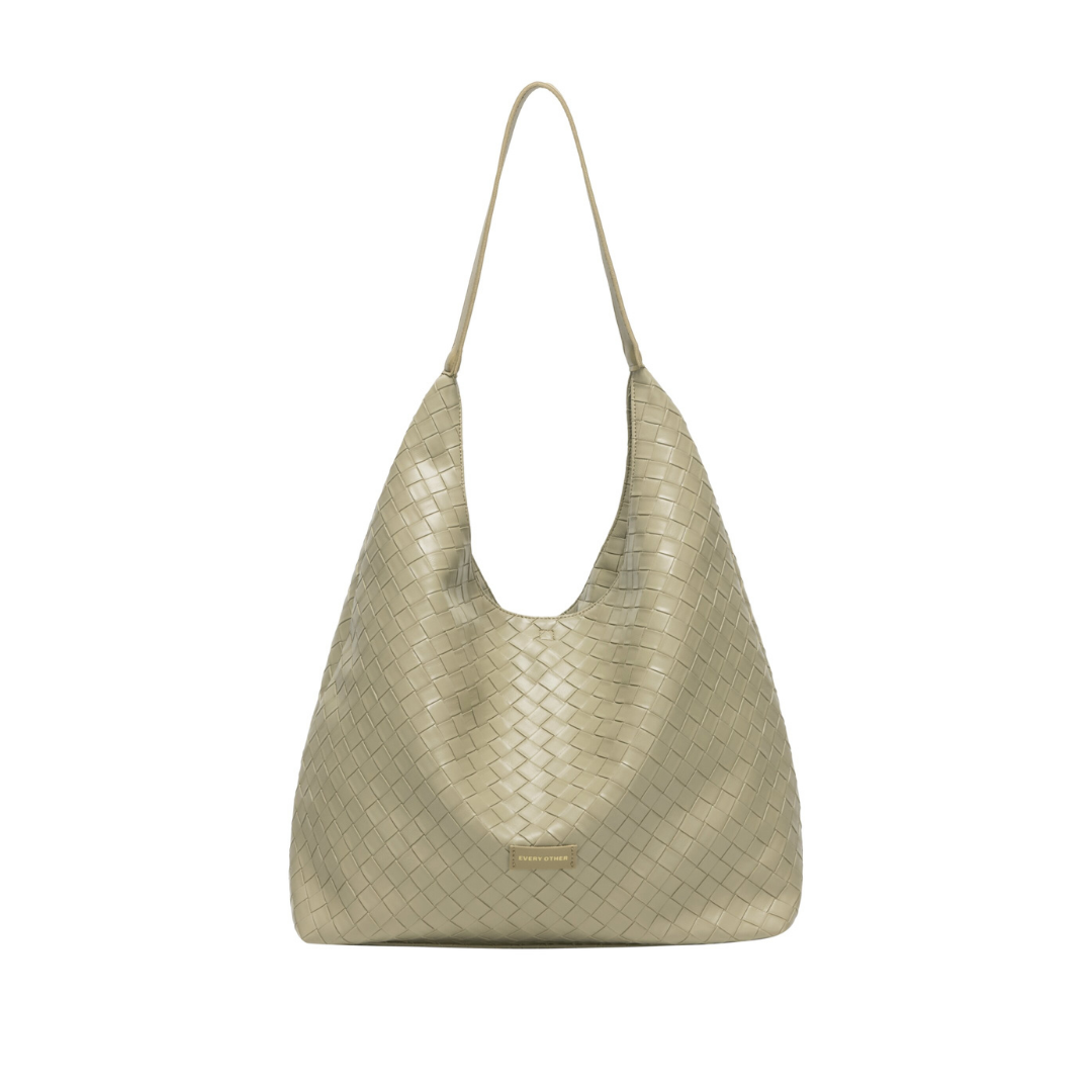 Taupe Woven Shoulder Bag