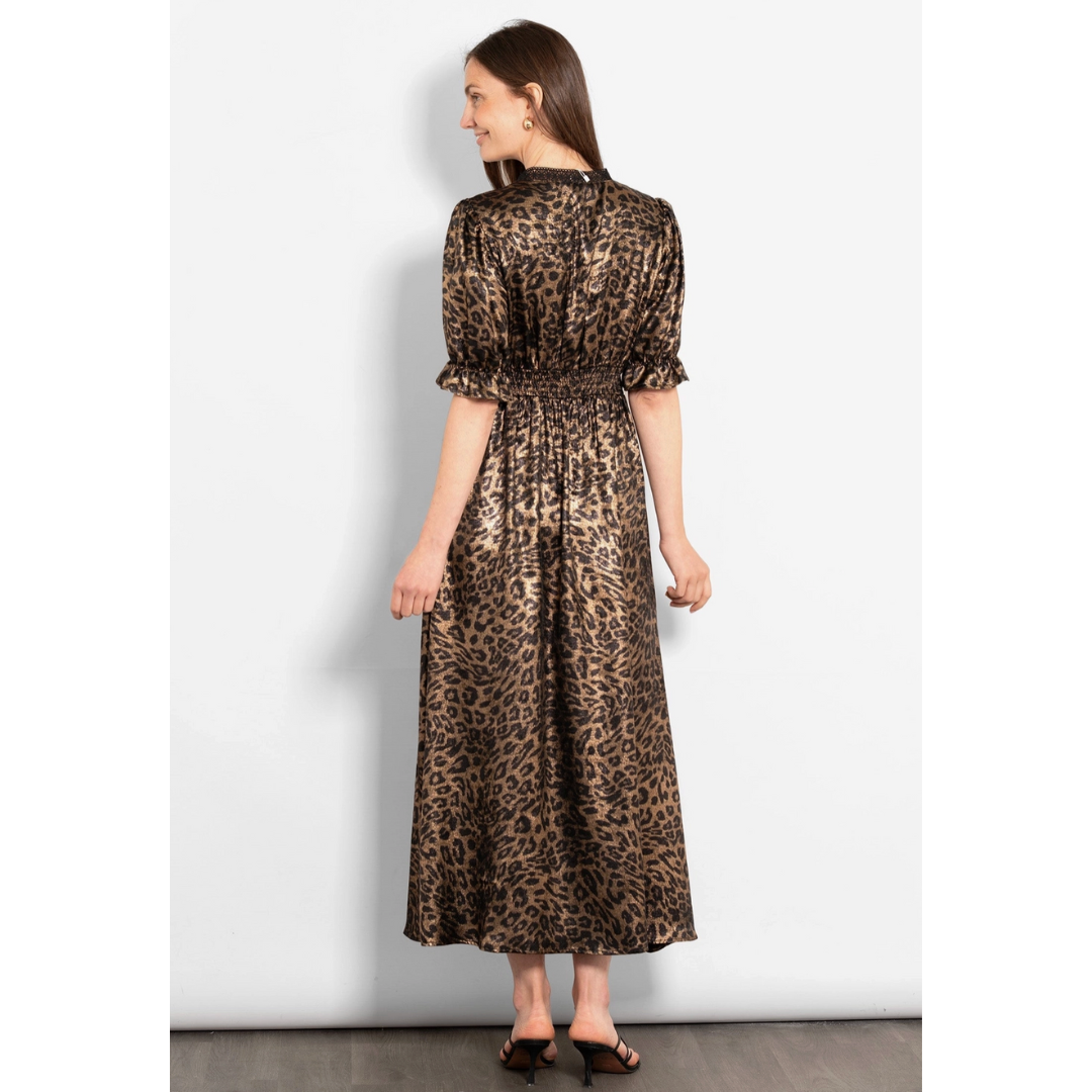 Elise Metallic Leopard Midi Dress