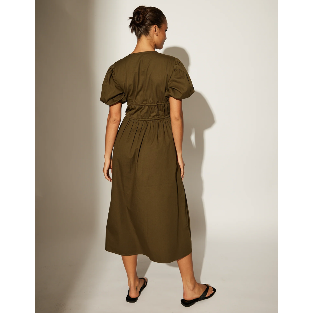 Olive Bow Midi Dress