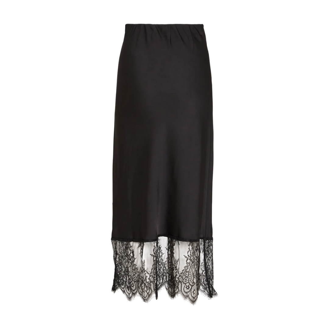 Stella Black Lace Satin Skirt