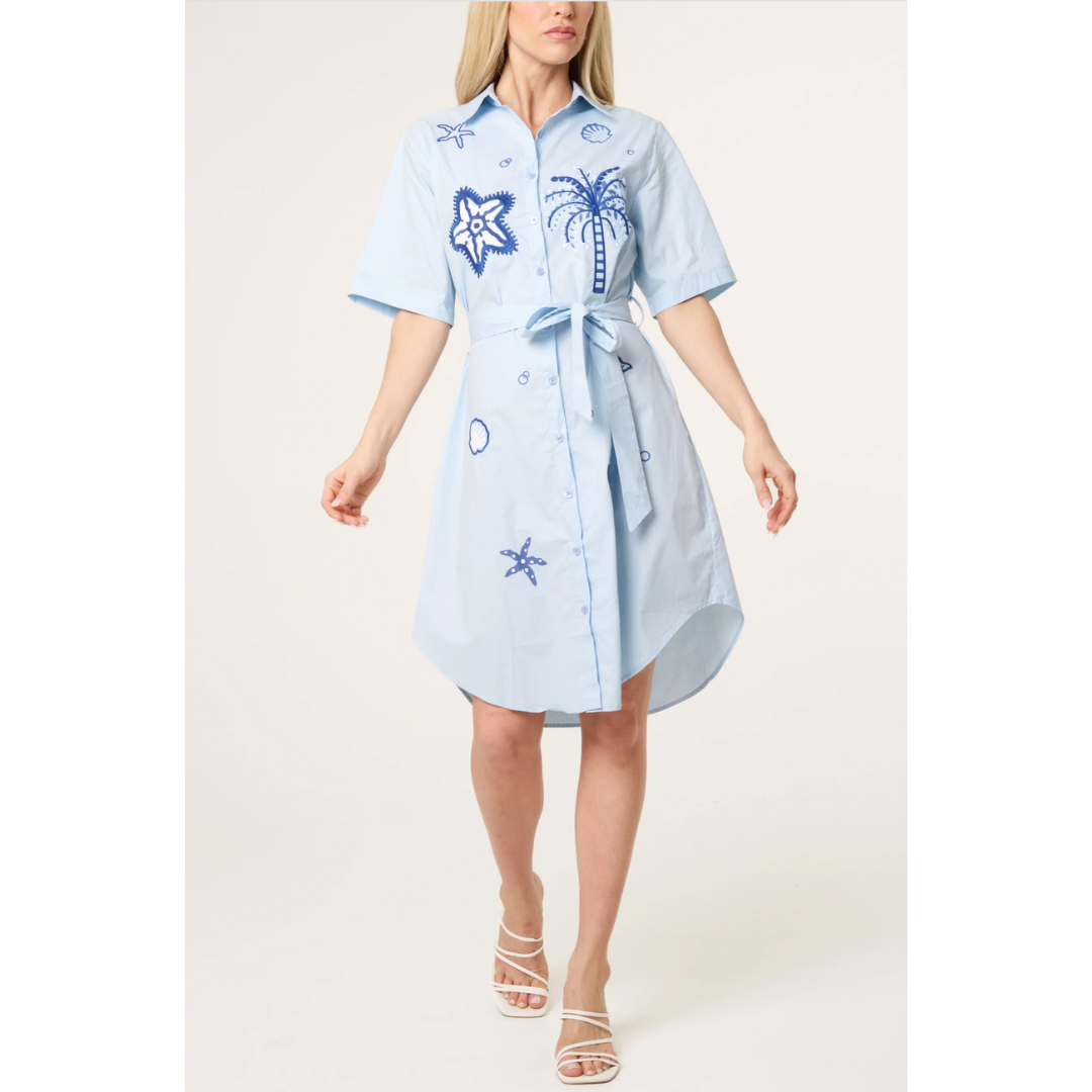 Nova Embroidered Shirt Dress
